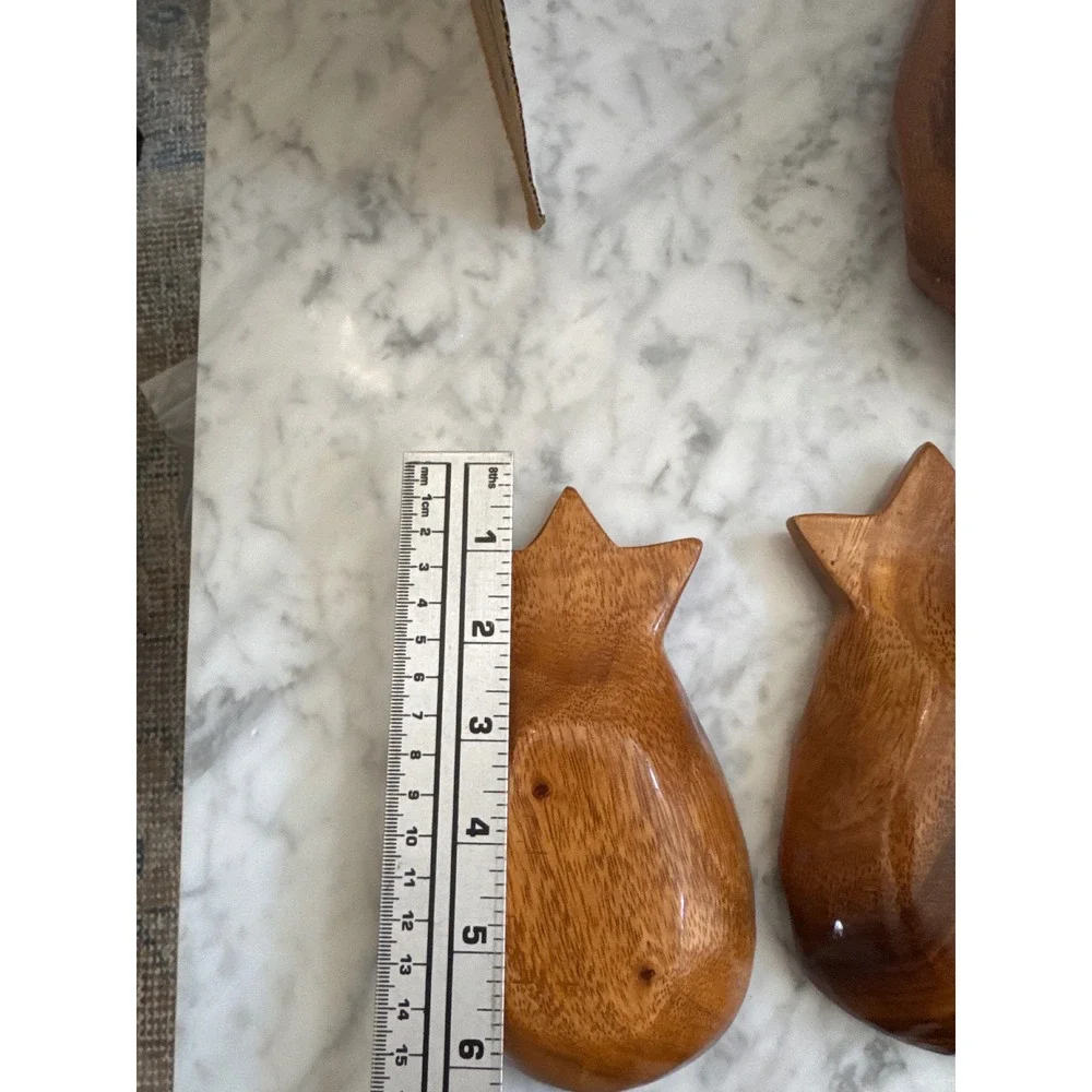 Vintage Pineapple Wood Salad Bowl Set 6pc Mid Century Tropical Tiki Philippines